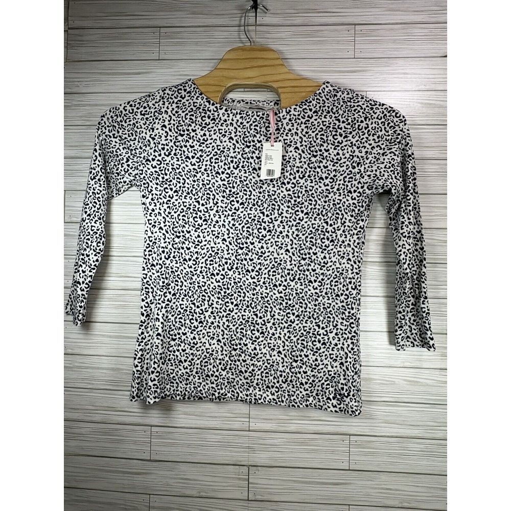 Vineyard Vines Boatneck Women's Lg Boatneck Tee Cheetah Print‎ Deep Bay Navy